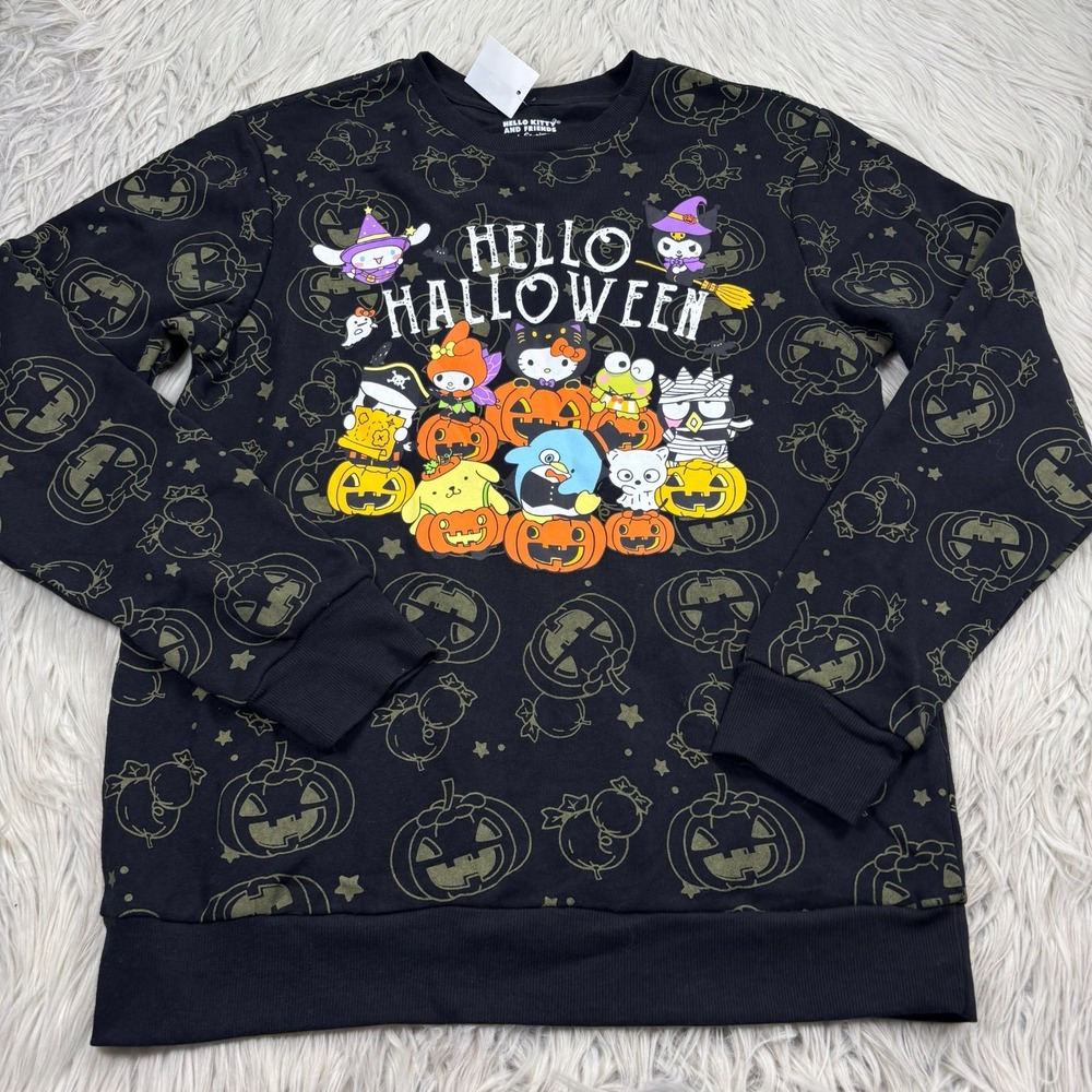NWT Hello Kitty Men's Unisex S Halloween All Over Printed Graphic Sweatshirt